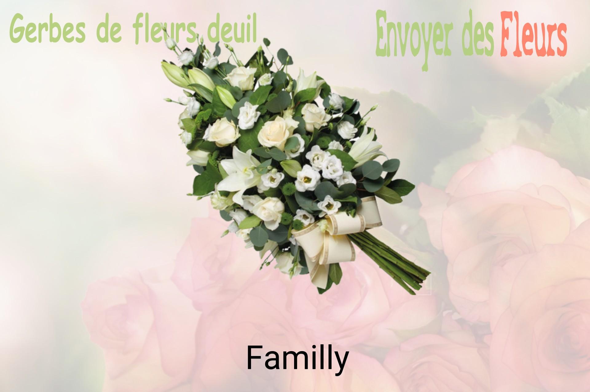 Gerbe de fleurs de deuil livrée à Familly